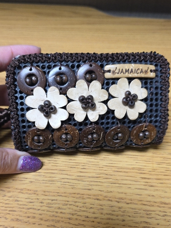 Handbags - Handcrafted Brown Floral Wristlet Pouch - Jamaica